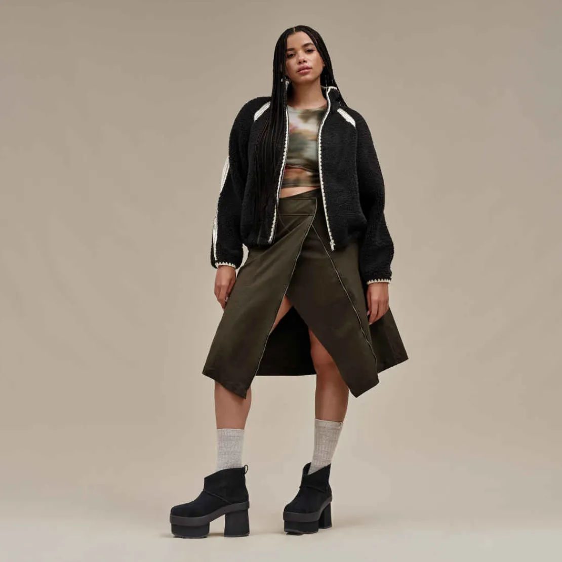 Manteaux Et Vestes>UGG Femme Veste Nikia Crochet en fluff black