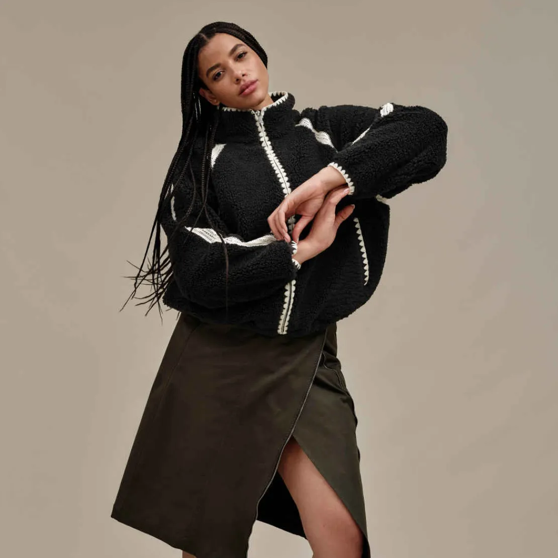Manteaux Et Vestes>UGG Femme Veste Nikia Crochet en fluff black