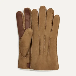 Accessoires>UGG Homme Gant technique contrasté en peau de mouton chestnut