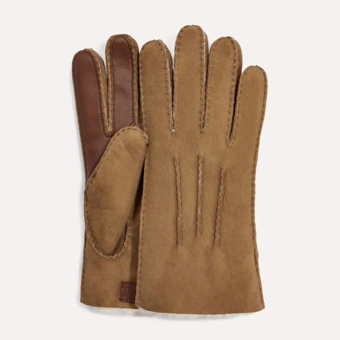 Accessoires>UGG Homme Gant technique contrasté en peau de mouton chestnut