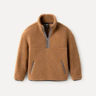 Hauts>UGG Homme Pull demi-zippé braid chestnut